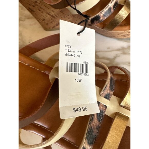 Lane Bryant Womens Multi-Strap Cork Wedge Sandals Size 10W Brown Gold Snake Prin - Picture 5 of 8